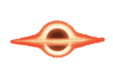 A black hole, its accretion disk swirling around the event horizon
